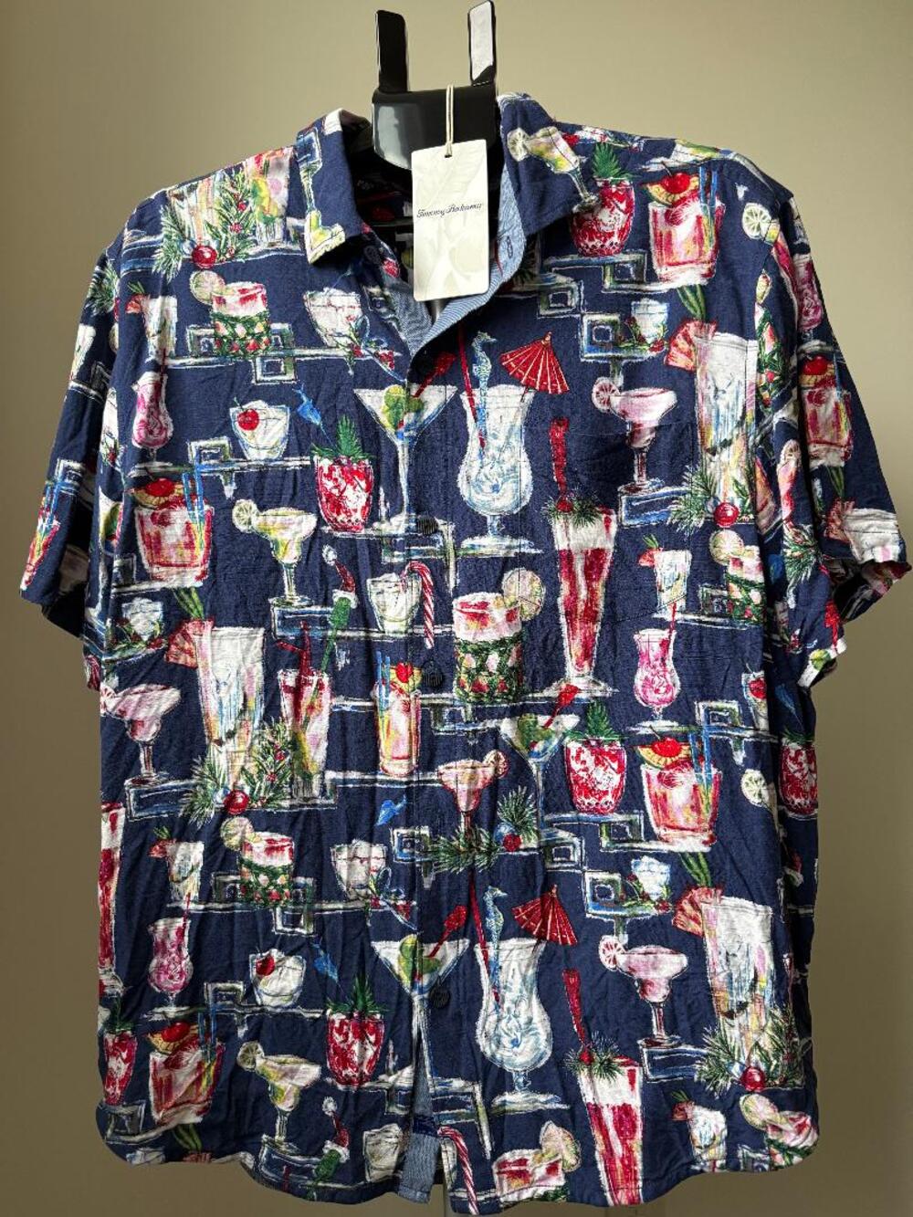 TOMMY BAHAMA THE VERACRUZ CAY BUTTON DOWN SHORT SLEEVE BLUE SIZE LARGE